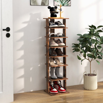 Costway 7-Tier Shoe Rack Hallway Shoe Storage Organizer Shoe Stand-Brown - image 1
