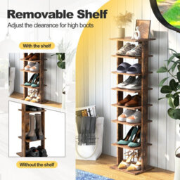 Costway 7-Tier Shoe Rack Hallway Shoe Storage Organizer Shoe Stand-Brown - thumbnail 6