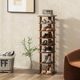 Costway 7-Tier Shoe Rack Hallway Shoe Storage Organizer Shoe Stand-Brown - thumbnail 4