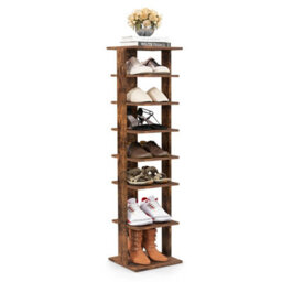Costway 7-Tier Shoe Rack Hallway Shoe Storage Organizer Shoe Stand-Brown - thumbnail 2