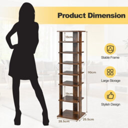 Costway 7-Tier Shoe Rack Hallway Shoe Storage Organizer Shoe Stand-Brown - thumbnail 3