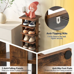 Costway 7-Tier Shoe Rack Hallway Shoe Storage Organizer Shoe Stand-Brown - thumbnail 8