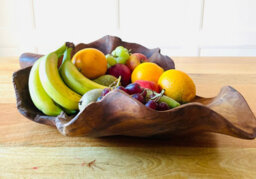 My Square Mile Rustic Wooden Serving Or Display Bowl Carved From Teak Roots (Leaf Bowl 61Cms) - thumbnail 2