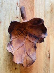 My Square Mile Rustic Wooden Serving Or Display Bowl Carved From Teak Roots (Leaf Bowl 61Cms) - thumbnail 3