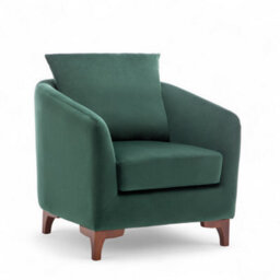 Velvet Bottle Green Angela Accent Tub Chair With Ottoman - thumbnail 3