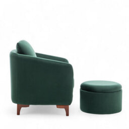 Velvet Bottle Green Angela Accent Tub Chair With Ottoman - thumbnail 5