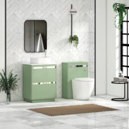 Royal Bathrooms Orion 600mm Mint Sage Floor Standing Plain White Countertop Vanity Unit 2 Drawer With Peak Basin & Chrome Accent Trim - thumbnail 3