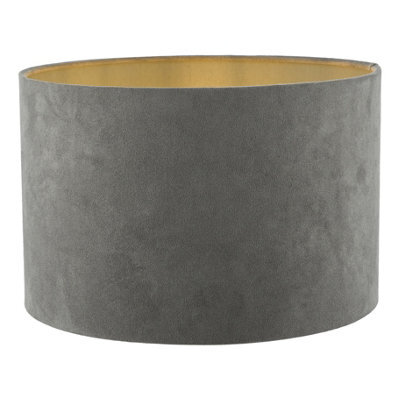 DAR Wanda Grey Velvet Drum Shade 34Cm - image 1