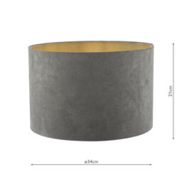 DAR Wanda Grey Velvet Drum Shade 34Cm - thumbnail 2