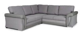 Corner Sofa Bed Vigo With Storage Grey Fabric/ Faux Leather Formal Back Cushions