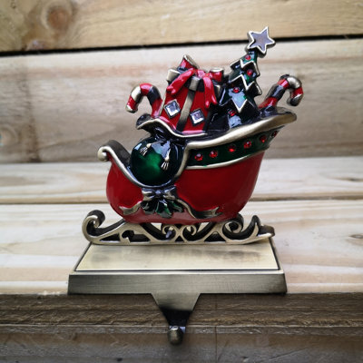 Samuel Alexander 16Cm Premier Present Filled Sleigh Christmas Stocking Hanger In Red And Green - image 1