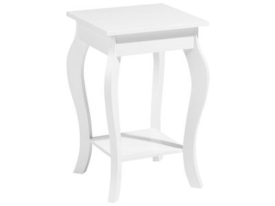 Wyld And Coco Brand Lux White Side Table 42 X 42 Cm With Storage Shelf And Cabriole Legs - image 1
