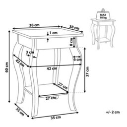 Wyld And Coco Brand Lux White Side Table 42 X 42 Cm With Storage Shelf And Cabriole Legs - thumbnail 3