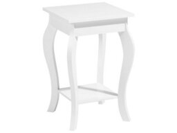 Wyld And Coco Brand Lux White Side Table 42 X 42 Cm With Storage Shelf And Cabriole Legs - thumbnail 1