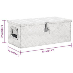 Vidaxl Storage Box Silver 70X31X27 Cm Aluminium - thumbnail 8