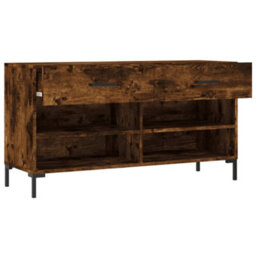Berkfield Shoe Bench Smoked Oak 102X35X55 Cm Engineered Wood - thumbnail 5
