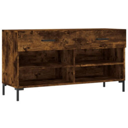 Berkfield Shoe Bench Smoked Oak 102X35X55 Cm Engineered Wood - thumbnail 2