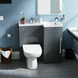 Nes Home 900mm Grey L-Shape Rh Vanity Unit And Toilet Bathroom Debra - thumbnail 2