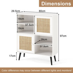 Gainoom Rattan Natural Sideboard Buffet Cabinet Boho Accent Cabinet W/ 4 Cubbies - thumbnail 2