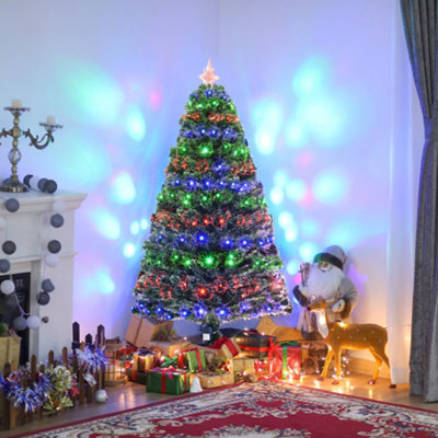 Homcom 5Ft Prelit Artificial Christmas Tree Fiber Optic Xmas Decoration, Green - image 1