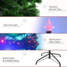 Homcom 5Ft Prelit Artificial Christmas Tree Fiber Optic Xmas Decoration, Green - thumbnail 6