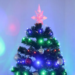 Homcom 5Ft Prelit Artificial Christmas Tree Fiber Optic Xmas Decoration, Green - thumbnail 9