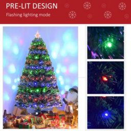 Homcom 5Ft Prelit Artificial Christmas Tree Fiber Optic Xmas Decoration, Green - thumbnail 5