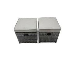 Fimous Garden Rattan Outdoor Furniture Set 9 Seater With 3 Seater Sofa Side Table 2 Big Stool 2 Small Stools Dark Grey - thumbnail 7