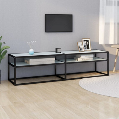 Berkfield Tv Cabinet White Marble 160X40X40.5 Cm Tempered Glass - image 1