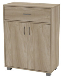 Oak Small 2 Door 1 Drawer Hallway Living Room Sideboard Wooden Storage Cabinet Unit - thumbnail 1