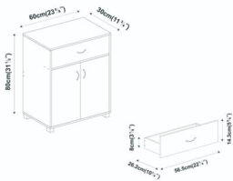 Oak Small 2 Door 1 Drawer Hallway Living Room Sideboard Wooden Storage Cabinet Unit - thumbnail 2