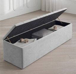 Safar 180Cm Large Ottoman Storage Box - Naples Shoes Bench - Silver Lined Upholstery Blanket Storage Box - thumbnail 2