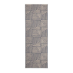 Melrose Eden Patches Navy Stripes Indoor Outdoor Area Runner Rug 3mm Pile Height - 67/200Cm - thumbnail 5