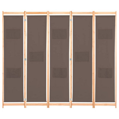 Berkfield Stylish 5-Panel Room Divider Brown 200X170X4 Cm Fabric - image 1