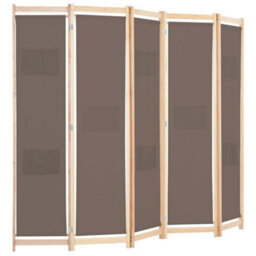 Berkfield Stylish 5-Panel Room Divider Brown 200X170X4 Cm Fabric - thumbnail 3