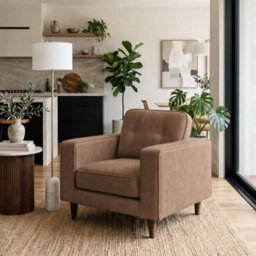 Furniturebox Uk Jasper Brown Faux Leather Armchair - thumbnail 1