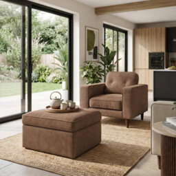 Furniturebox Uk Jasper Brown Faux Leather Armchair - thumbnail 7
