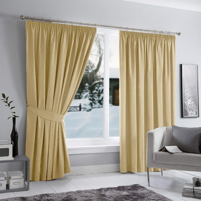 Ameha Cream 230 Gsm Plain Thermal Insulated Energy Efficient Blackout Pencil Pleat Curtain Pair 90''x72'' Home Decor Uk - image 1
