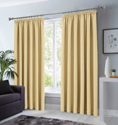 Ameha Cream 230 Gsm Plain Thermal Insulated Energy Efficient Blackout Pencil Pleat Curtain Pair 90''x72'' Home Decor Uk - thumbnail 3