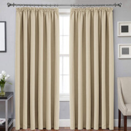 Ameha Cream 230 Gsm Plain Thermal Insulated Energy Efficient Blackout Pencil Pleat Curtain Pair 90''x72'' Home Decor Uk - thumbnail 5