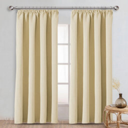 Ameha Cream 230 Gsm Plain Thermal Insulated Energy Efficient Blackout Pencil Pleat Curtain Pair 90''x72'' Home Decor Uk - thumbnail 2
