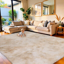 Aspire Homeware Non Slip Tie Dye Cream Shaggy Rug Soft Fluffy Washable, Living Room And Dining Room Rug, (L)230Cm X (W)160Cm - thumbnail 1
