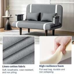 Double Fabric Sofa Bed Sleeper Couch - thumbnail 5