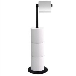Black Freestanding Toilet Roll Holder, No Drill Design - thumbnail 3