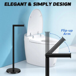 Black Freestanding Toilet Roll Holder, No Drill Design - thumbnail 5