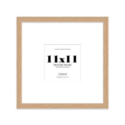 "11X11"" Oak Picture Frame - 11X11"" Square Frame With 8X8"" Mount For 11X11""/8X8"" Pictures Vintage Style Photo Display, 1 Pack" - image 1