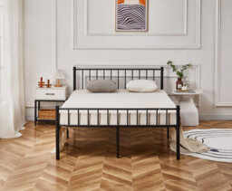 Cromer Modern Black Metal Bed Frame Double