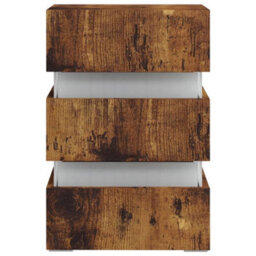 Berkfield Led Bedside Cabinet Smoked Oak 45X35X67 Cm Engineered Wood - thumbnail 6