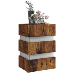 Berkfield Led Bedside Cabinet Smoked Oak 45X35X67 Cm Engineered Wood - thumbnail 3