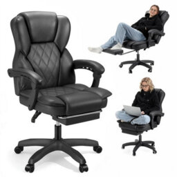 Black Office Desk Chair High Back Adjustable Height Ergonomic Swivel Computer Chair - thumbnail 1